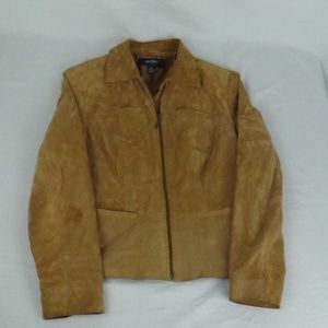 Alfani brown suede leather jacket petite small